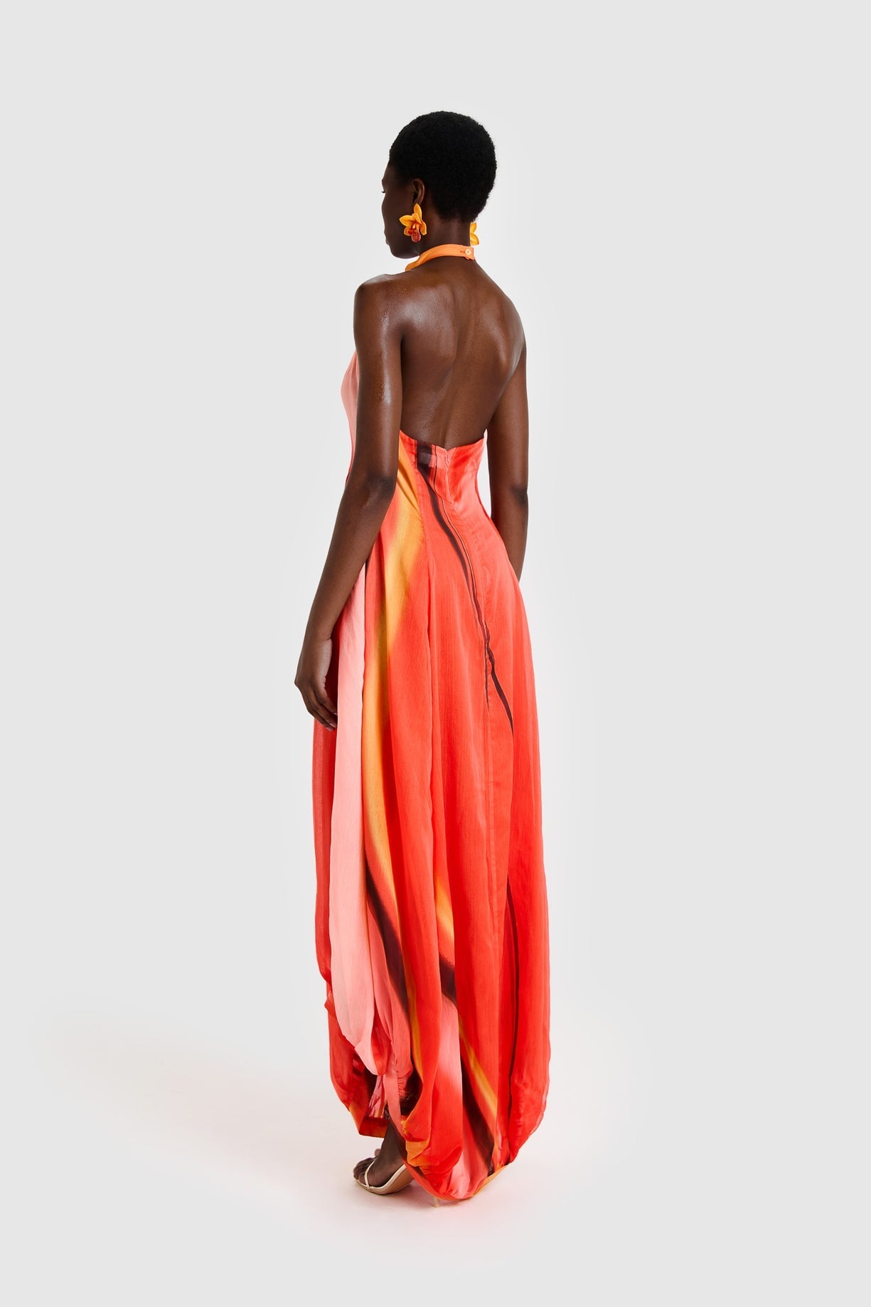 Chiffon Balloon Maxi Dress - Reef Print
