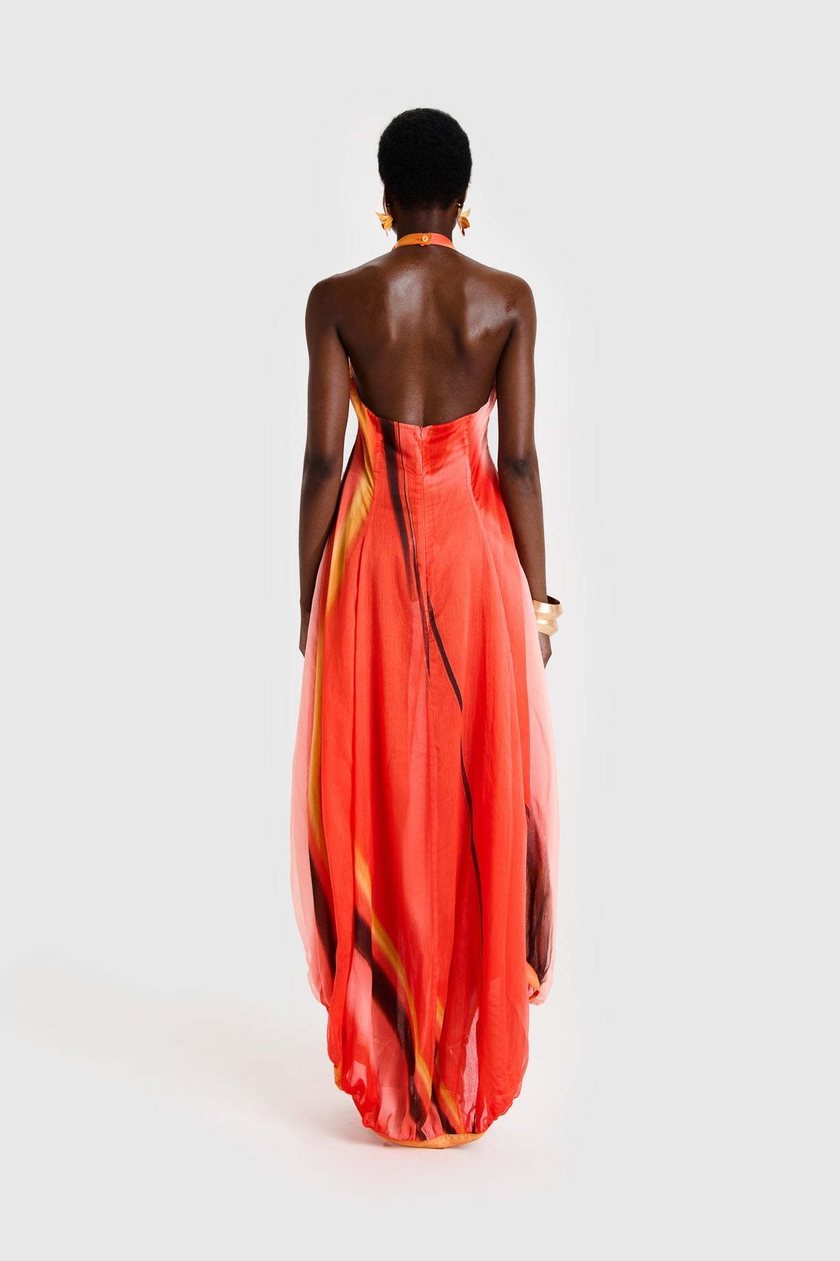 Chiffon Balloon Maxi Dress - Reef Print