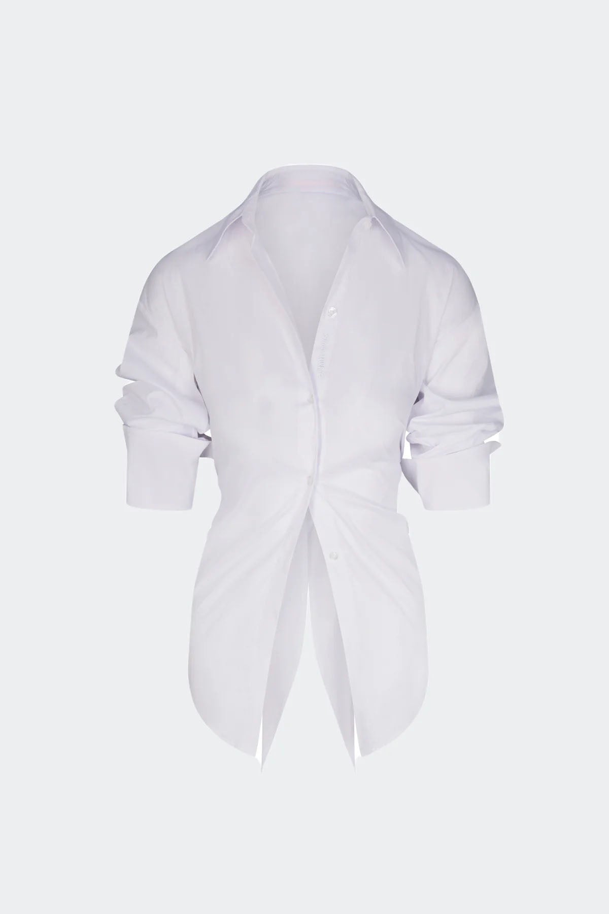 White Open-Back Shirt with Tie