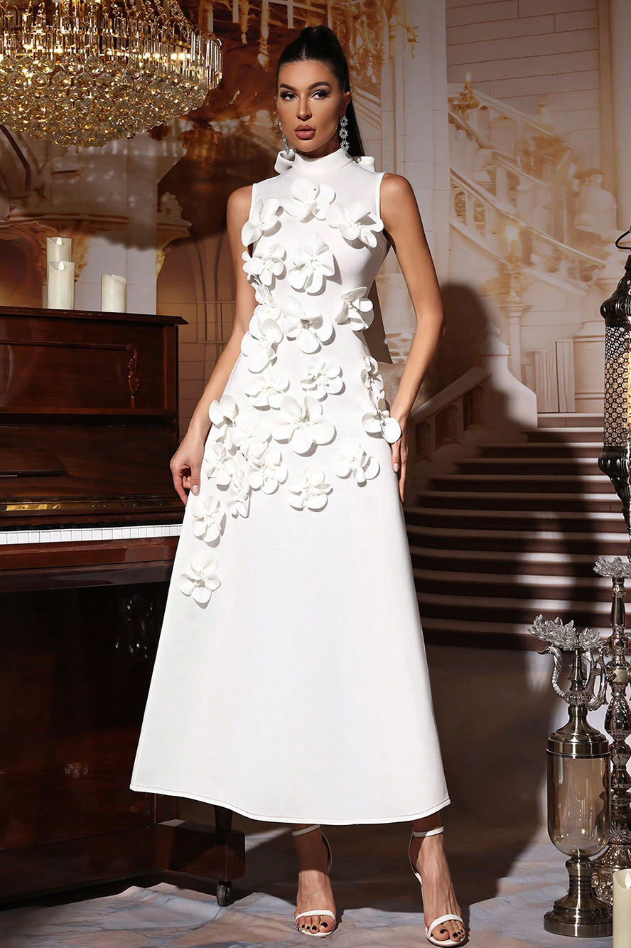 Ethel Flower Embellished Sleeveless Maxi Dress