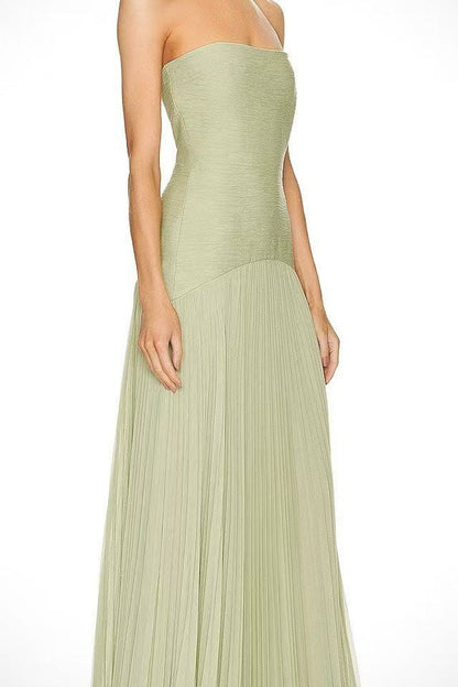 Russian Hot-Selling Solid Color Strapless Maxi Dress