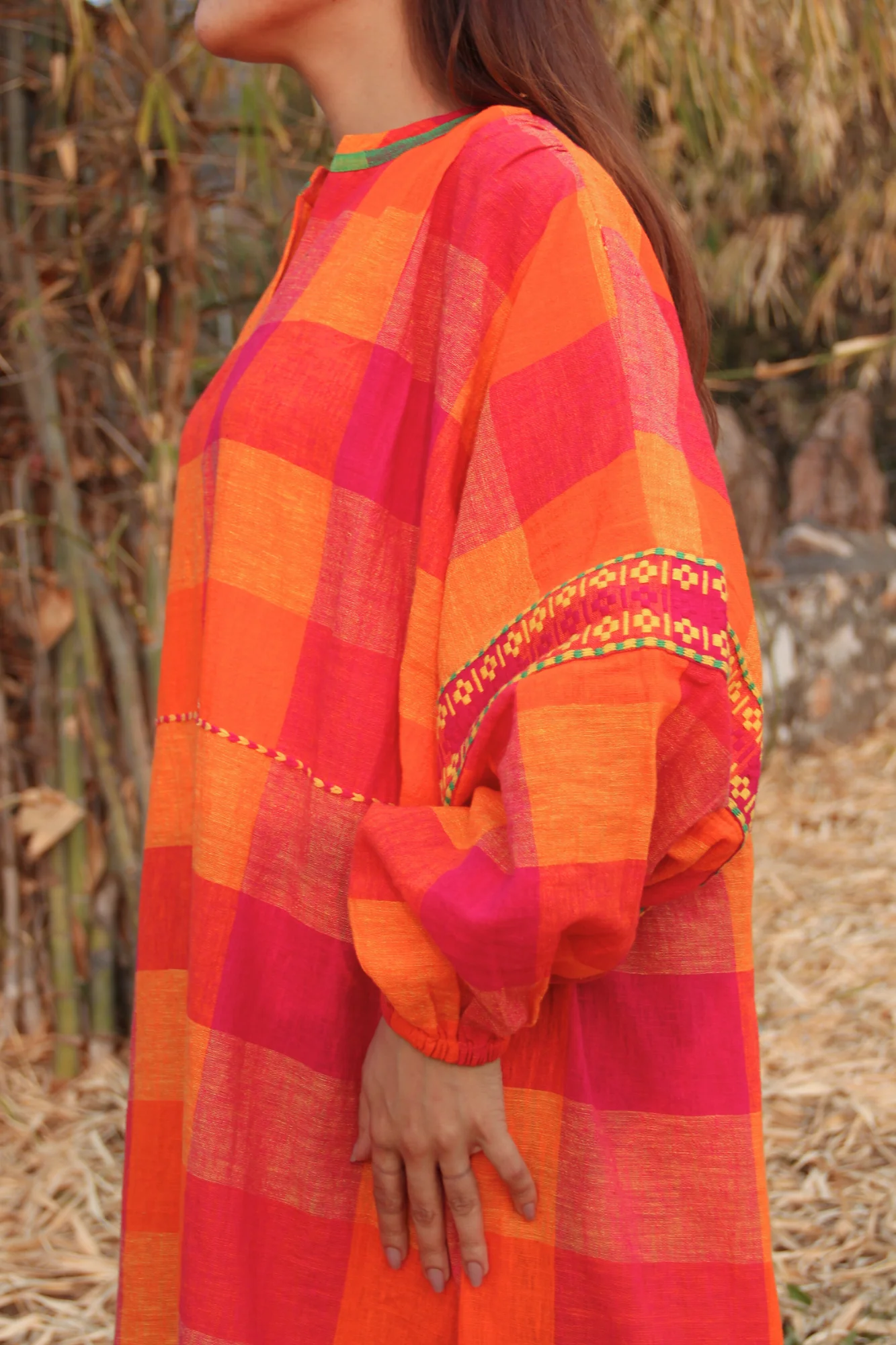 Autumn Loose Plaid Puff Sleeve Dress