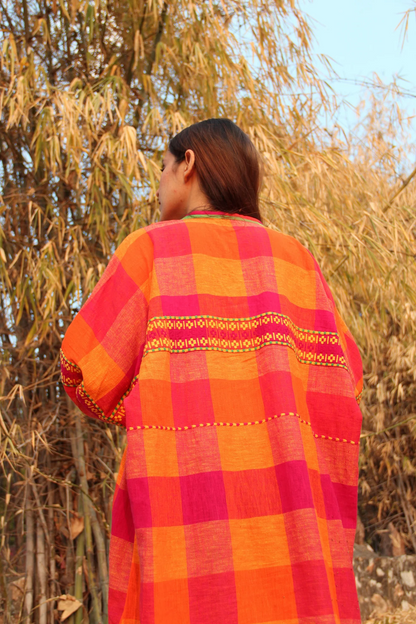 Autumn Loose Plaid Puff Sleeve Dress